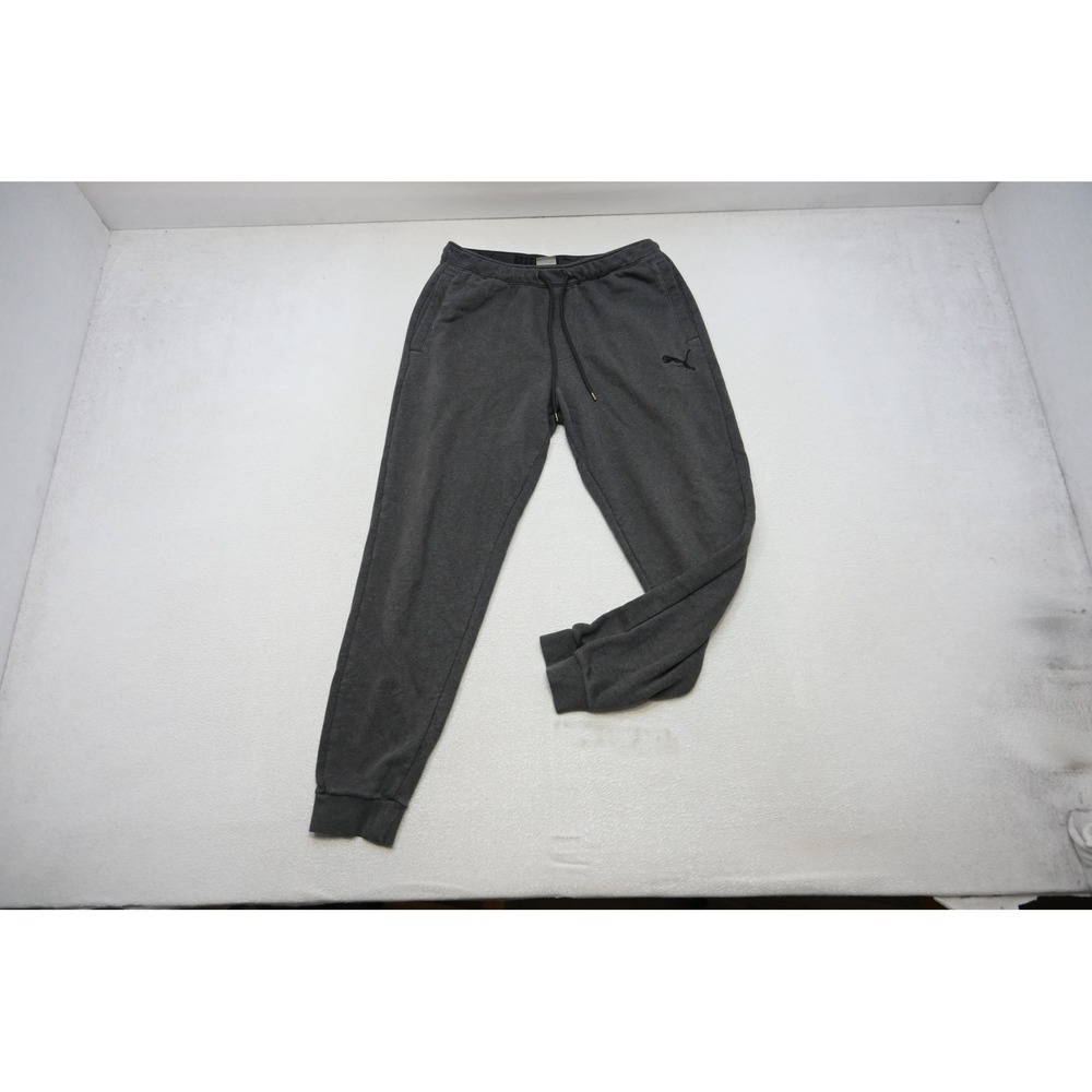 Puma Joggers Tapered Men Large Gray Drawstring Pockets Athletic Pants Excellent